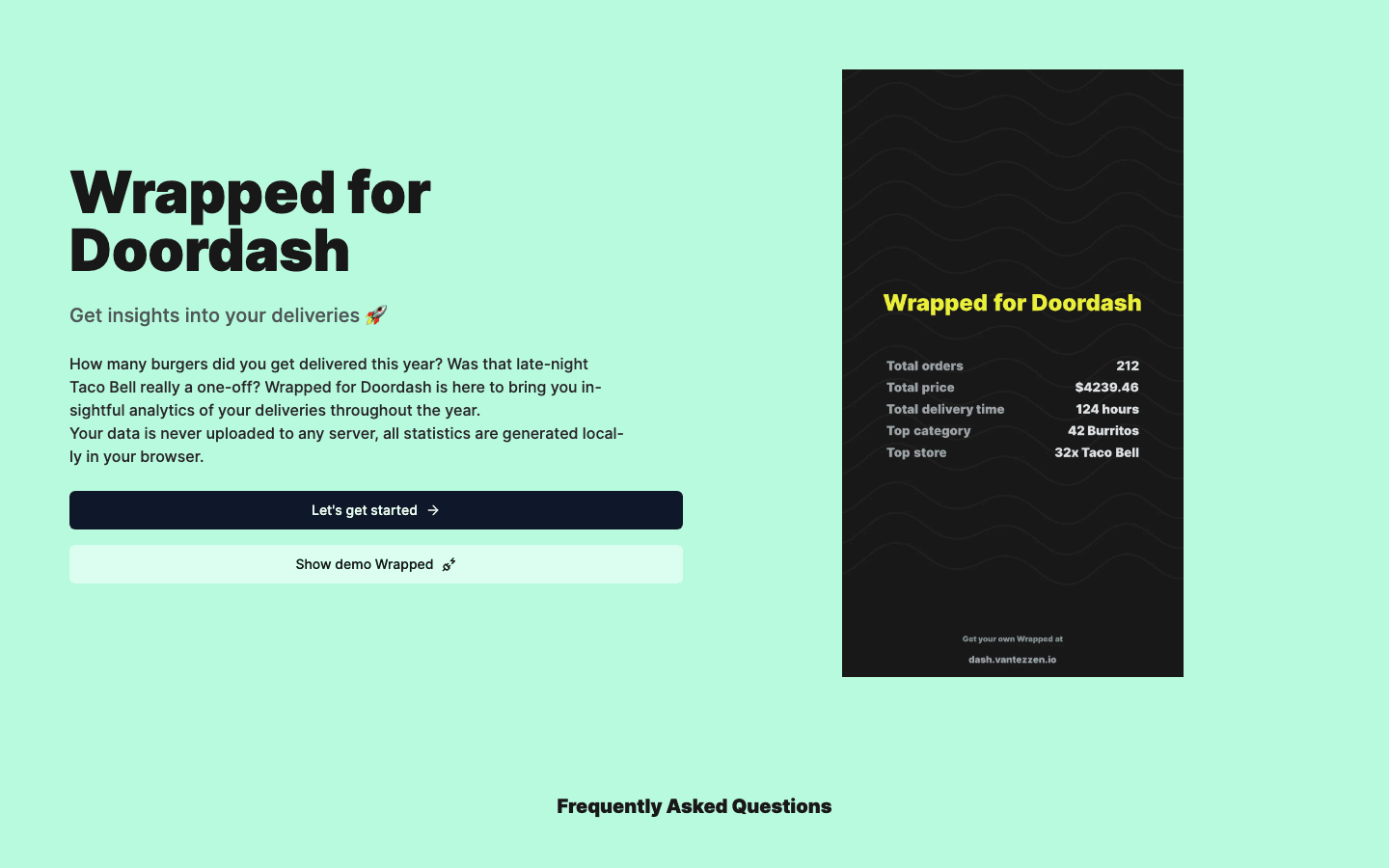 Wrapped for DoorDash landing page